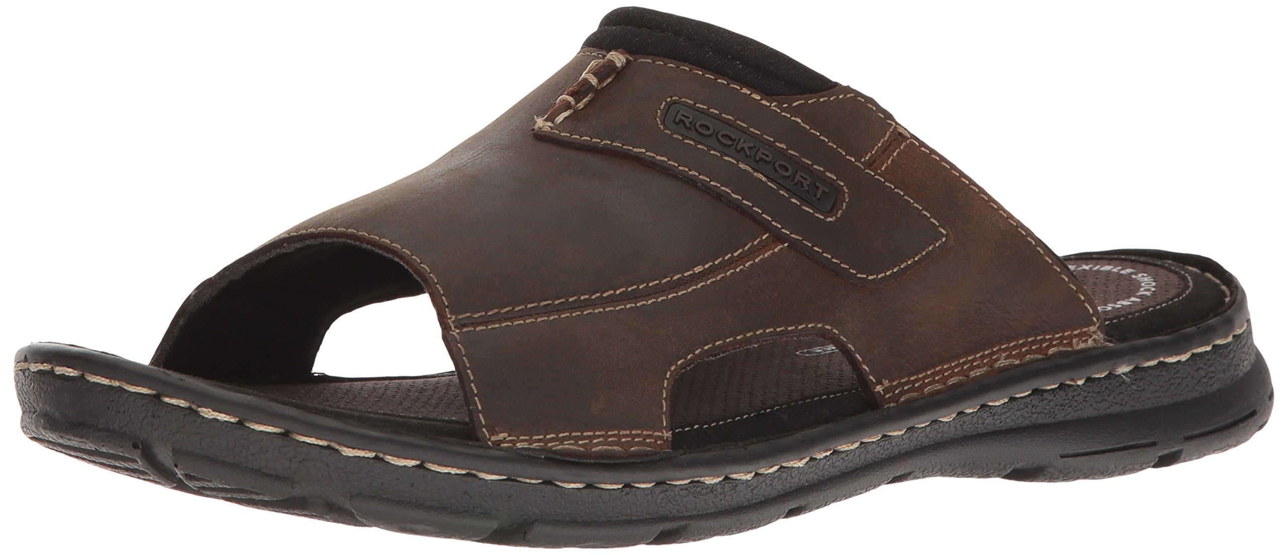 Rockport Men’s Darwyn Slide 2 Sandal, Brown II Leather, 13 M US
