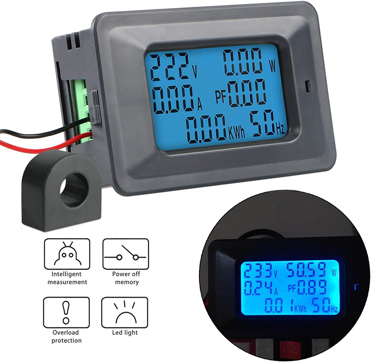 AC Multimeter 6in1 Combo Meter Voltage 110V 220V Current 100A Power Factor KWH Frequency Multifuction Tester - Image 4