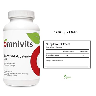 Omnivits N-Acetyl-L-Cysteine 1200mg | NAC Supplement | Supports Antioxidant & Detoxification Activity* | 120 Vegetarian Capsules