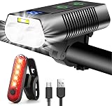 REHKITTZ Bike Lights Set 3300 Lumen Front Back 5000mAh USB Rechargeable view 1