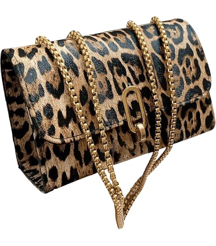 ZXCLUB Leopard Print Evening Bag Clutch Handbag for Women Cheetah
