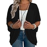 Eytino Womens Plus Size Cardigan Half Sleeve Lightweight Summer Kimono Cover Up Tops(1X-5X)