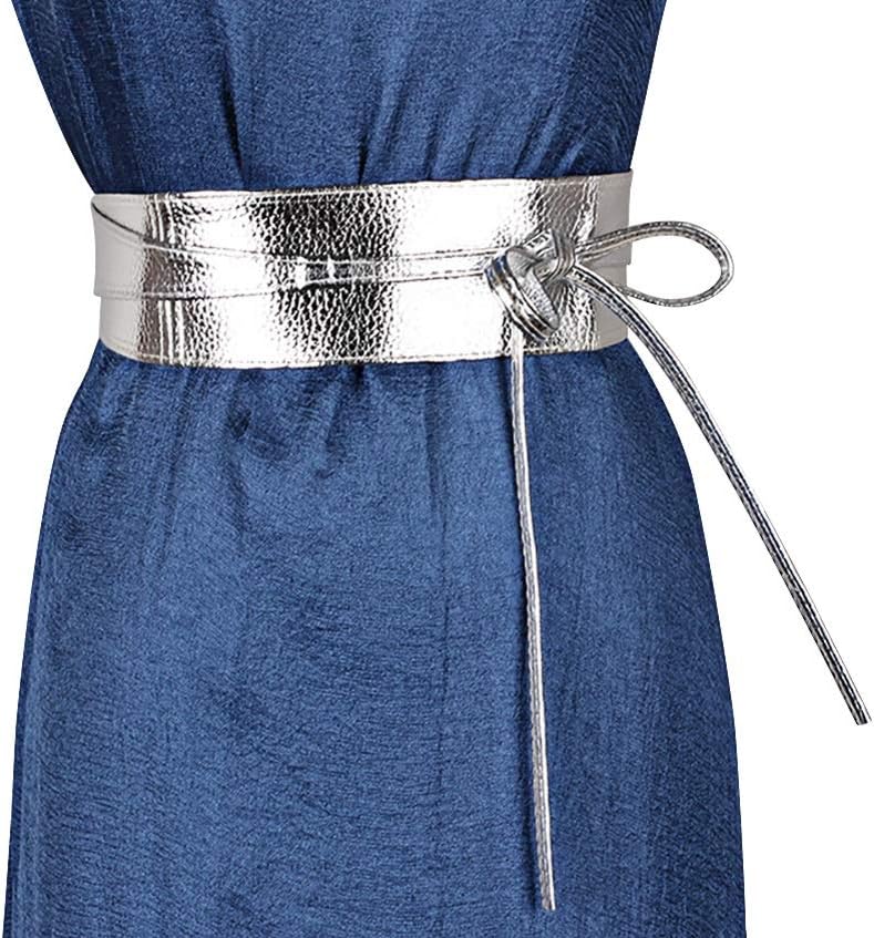 ICSTHWomens Soft Faux Leather Self Tie Wrap Around Obi Waist Band Cinch Belt