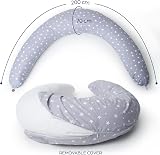 Niimo XXL Pregnancy Pillow & Nursing Pillow 2-in-1 Grey Stars 200x70 cm view 6