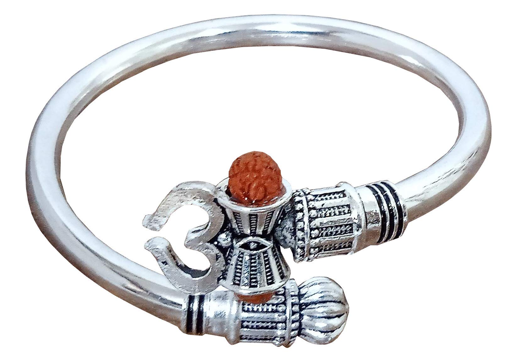 Purpledip Metal Shiva Kada Bracelet with Trishul & Damru for Men or Women: Free Size & Adjustable (12287)