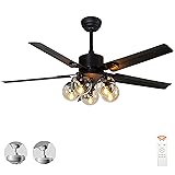 Bagood 52 Inch Black Farmhouse Ceiling Fan with