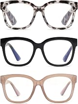 JM 3 Pack Oversized Reading Glasses Blue Light Blocking +3.0 Women view 3