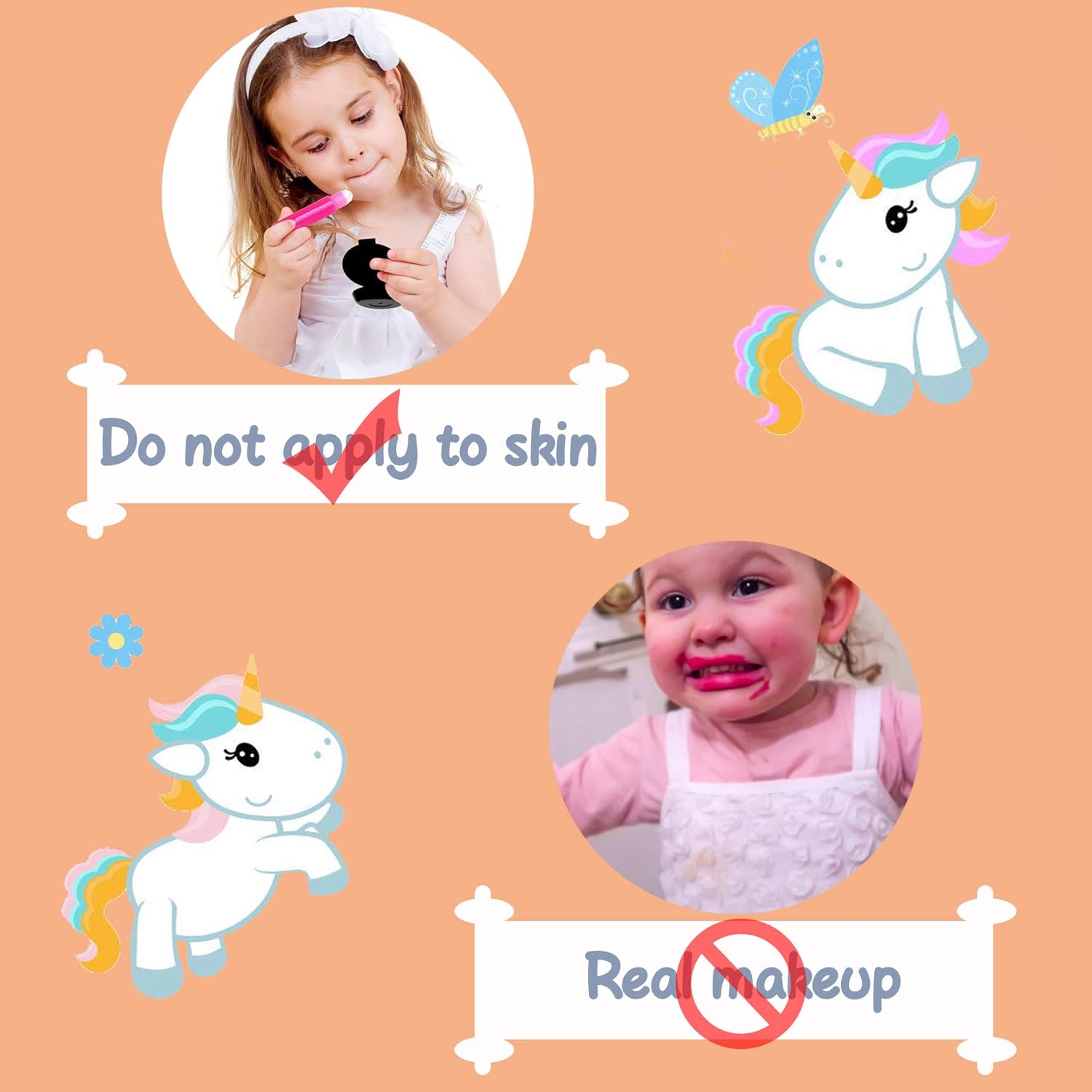 Senrokes Pretend Makeup Kids Cosmetic Toy Play Makeup Kit for Toddlers, Non Toxic Toy Face Makeup Beauty Set Birthday Gift for 3 4 5 6 7 8 9 10 Year Old Girls Fit Role Play Game, Princess Dress up.: Toys & Games