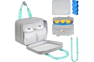 JAFFZORA Wearable Breast Pump Bag with Cooler Compartment Compatible with Momcozy M5/S12 Pro, Elvie & Medela Pump in Style, Carrying Case with a Ice Pack & Waterproof Mat for Breast Pump and Accessories,Gray