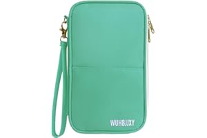 WUHBJJXY Multifunctional, Practical, RFID Family Passport holder, Travel wallet (green), Travel document manager, Passport Bag, Three-layer Design, Multiple Pockets，Big Storage