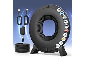 FUIOOPASZ TV Antenna Indoor for Local Channels, 2025 Long Range Antenna for Smart TV 360° Reception,Digital TV Antenna for All Smart/Old TVs, Supports 4K 1080P HD VHF UHF