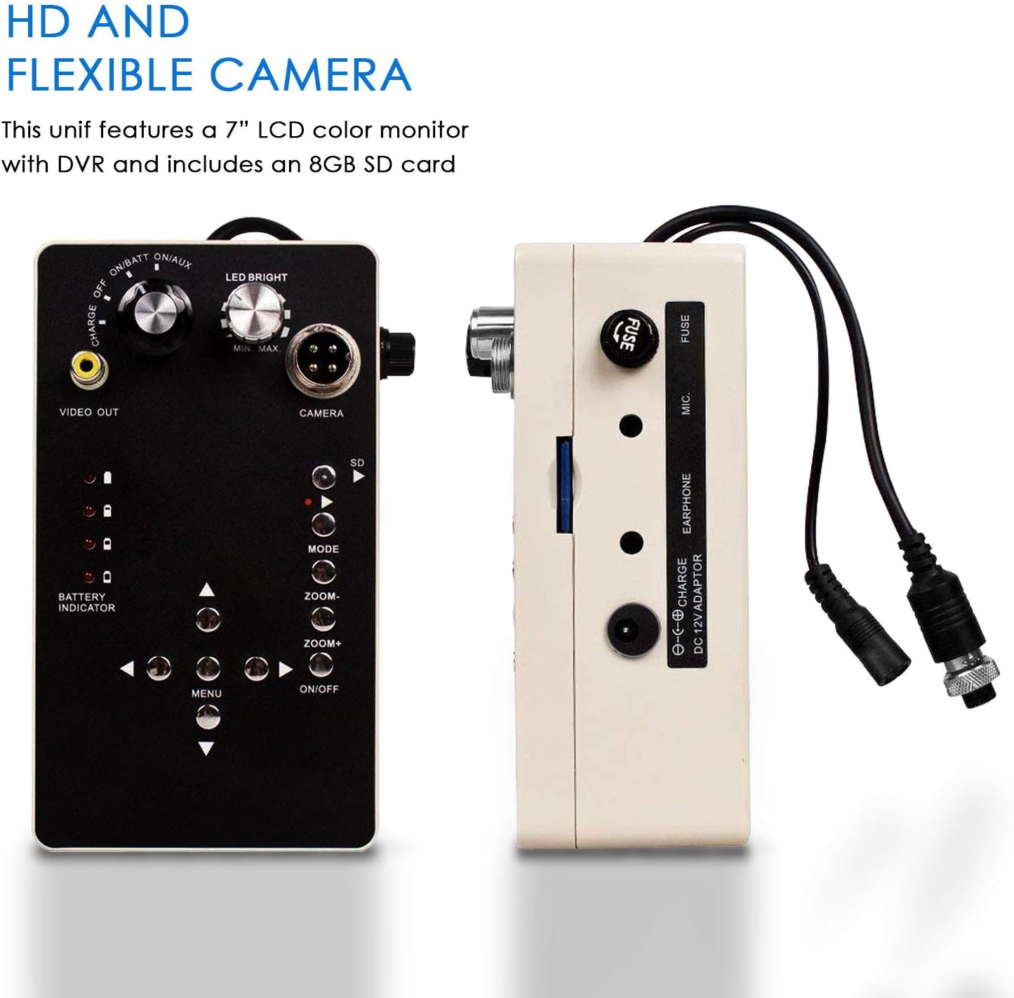 Pipe Inspection Camera,IHBUDS Pipeline Drain Industrial Endoscope, 30M/100ft IP68 Waterproof Snake Video System with 7 Inch LCD Monitor 1000TVL Sony CCD DVR Recorder Sewer Camera(8GB SD Card Included): Car Electronics