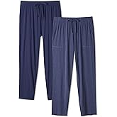 DAVID ARCHY Mens Pajama Pants Bamboo Rayon AirWeave Knit Lounge Pants, Soft Comfy Sleep Bottoms Lightweight PJs 2 Pack