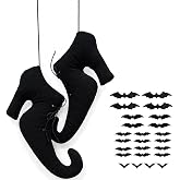 Halloween Witch Shoes Hanging Ornament 3D Witch Boot Decor with 24Pcs Bats | 12 Inch Witch Shoes Hanging Witch Boot Ornaments with 24Pcs Bats, 3D Vintage Halloween Decorations Halloween Wall Decor