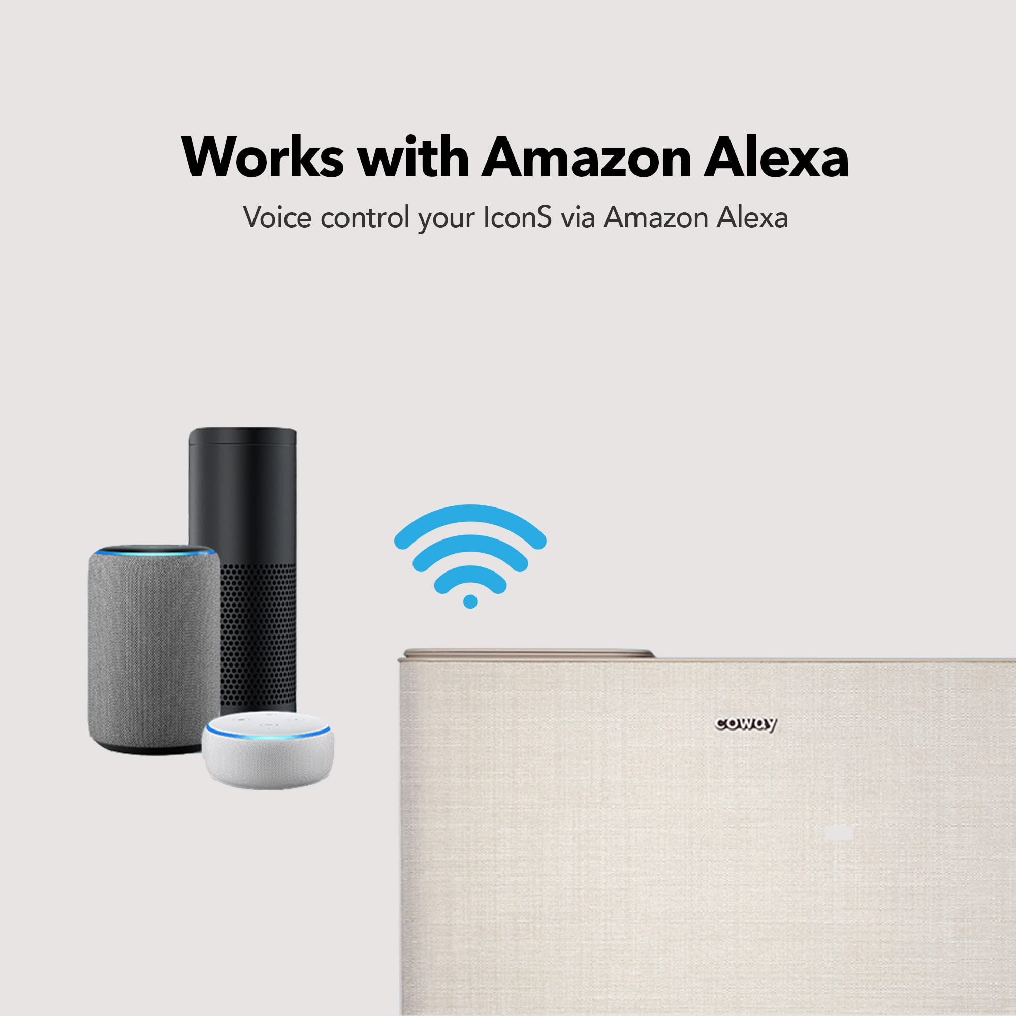 COWAY Air Purifiers for Home Up to 1,298ft², Washable Pre-Filter and True HEPA Filter for Smoke, Allergies, Pet Dander, Odor, AQI, App Control, Smart Mode, Wireless Charger, Timer, 5yr Warranty, IconS