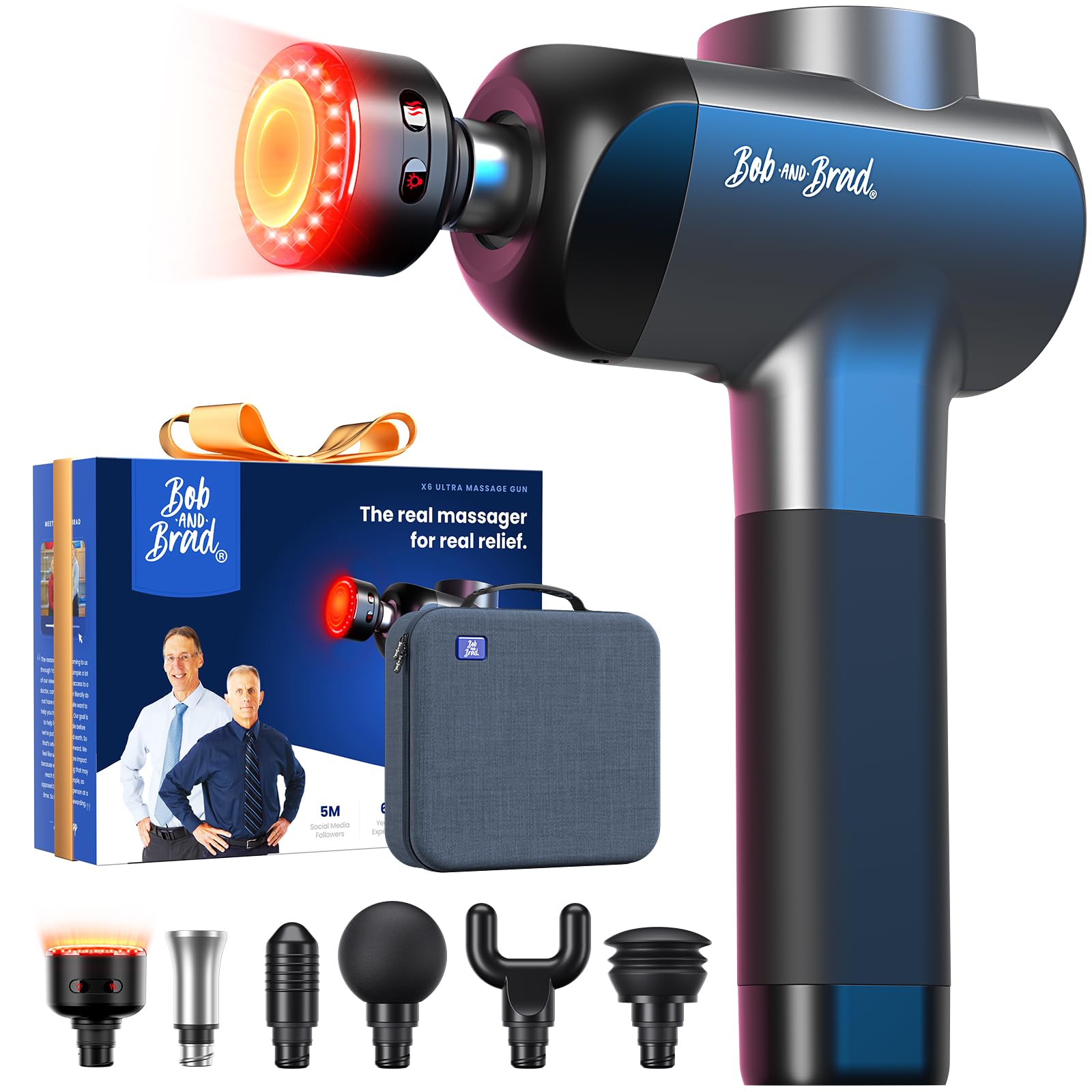 Photo 1 of BOB AND BRAD X6 Ultra Massage Gun with Heat and Infrared Light, Metal Head, Professional Percussion Deep Tissue Muscle Massager Gun for Athletes with 6 ReplacementsLPNPMGY0830615