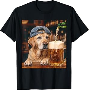 Labrador Retriever Drinking Beer Funny Dog Meme T-Shirt