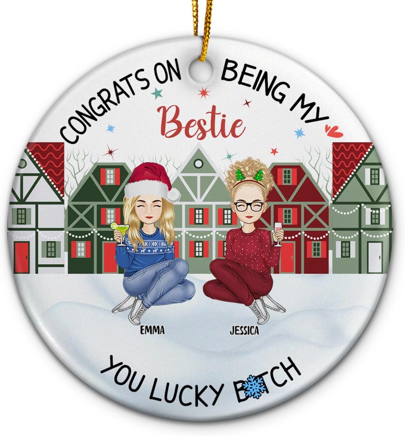 Ornaments - Personalized Hanging Besties Forever Ornament Congrats On Being My Bestie Ornament Custom 2023 Christmas Decoration Ornament Gift for Best Friend Besties Woman Her for Xmas Tree on Christmas