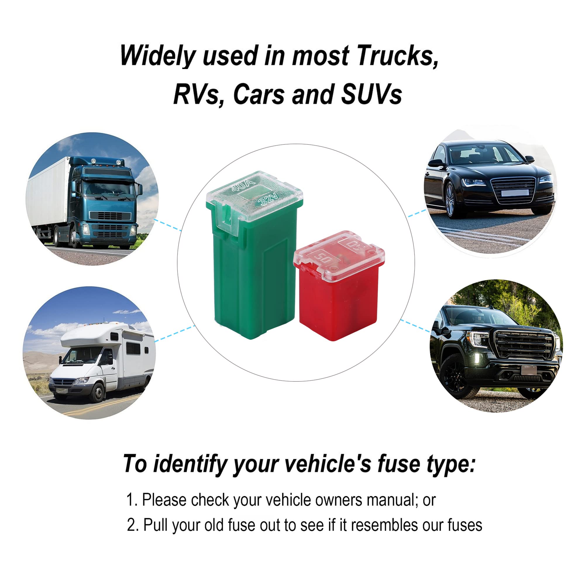 CrocSee CrocSee 30 Pieces Car Fuses Assortment Kit, Tall/Standard and Low Profile Box Shaped Automotive Fuses for Pickup Trucks, Cars, RVs, and SUVs