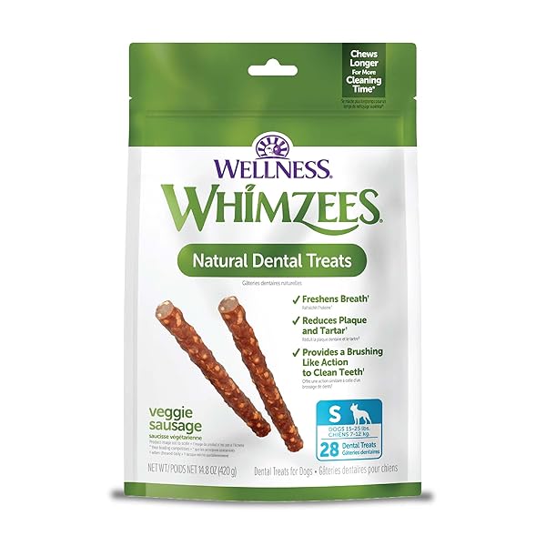 WELLNESS WHIMZEES VEGGIE SAUSAGE DOG DENTAL TREAT, CHEWS,...