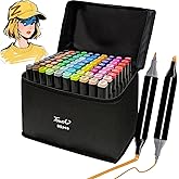 HEVEGRD 80 Colors Alcohol Markers Set, Dual Tips Blender Art Marker for Drawing Permanent Sketch Marker for adult coloring, Illustrations Alcohol Based Markers, Artist Pens