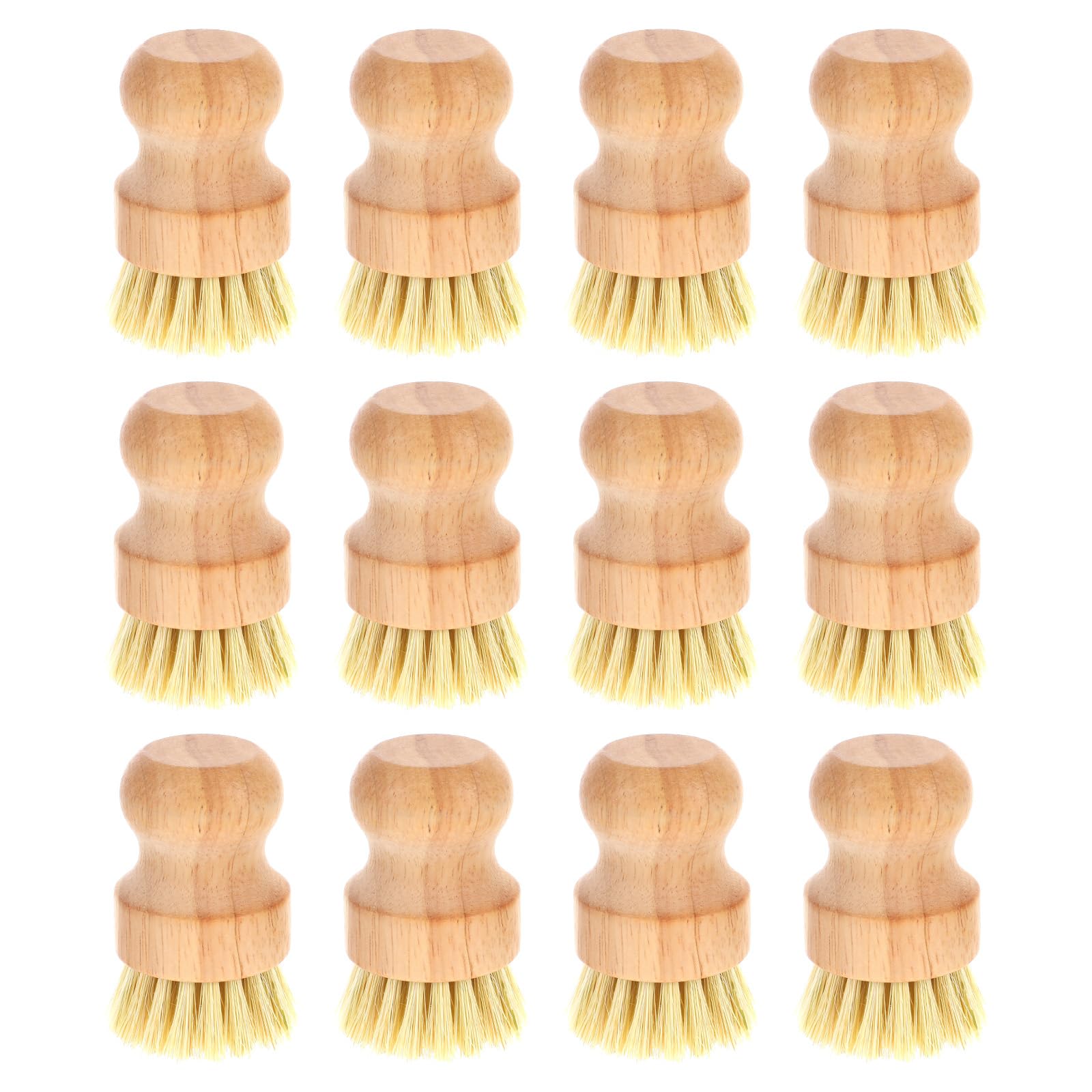 Photo 1 of 12 Packs Bamboo Dish Scrub Brushes Wooden Scrubbers Set Kitchen Dishwashing Scrubber with Natural Sisal Bristles for Iron Pot Pan Sink