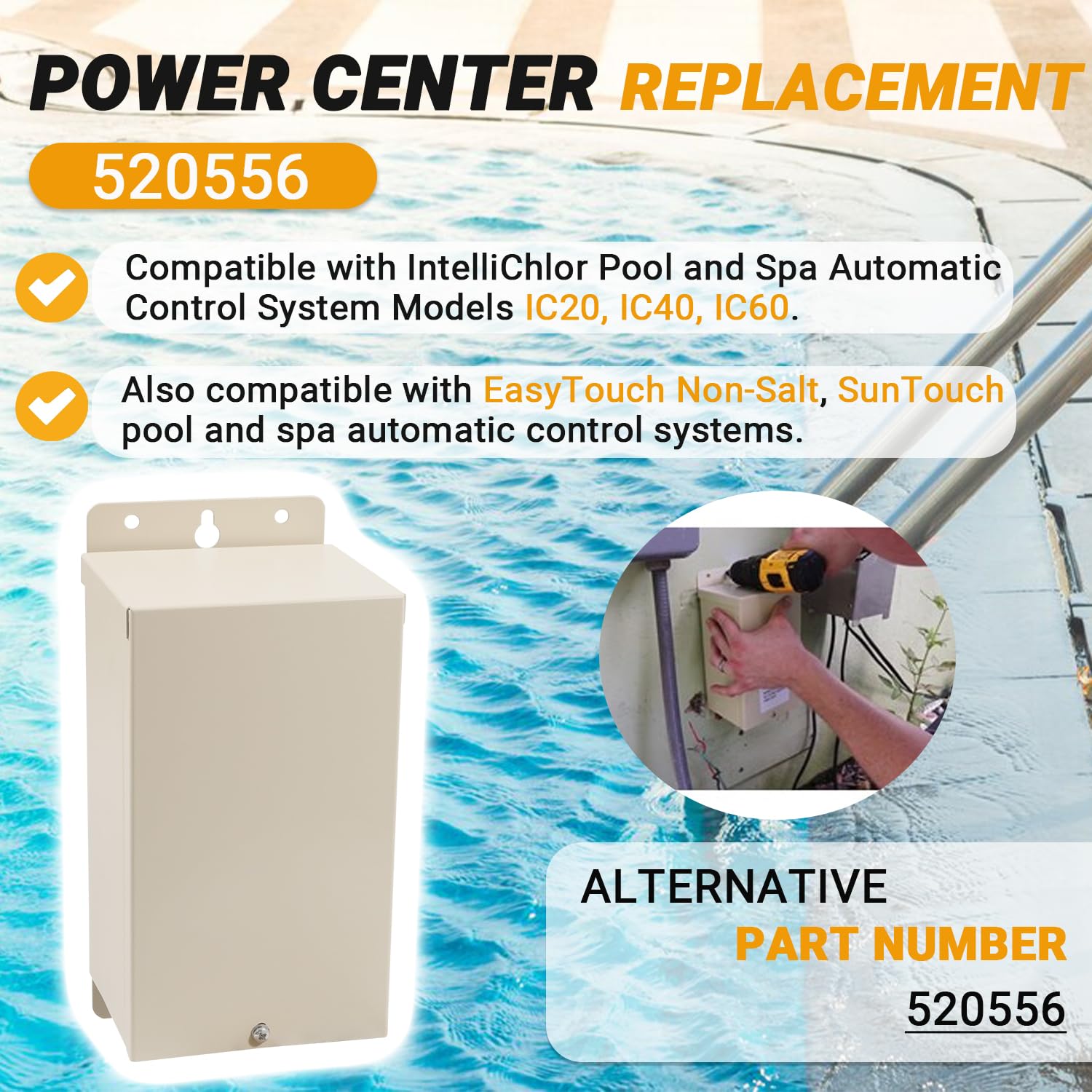 Condition photo showing New/Like New for johntruck 520556 power center replacement compatible with intellichlor pool and spa automatic contro