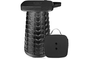 Outward Gear Upgraded Folding Stool Heavy Duty 550lbs Load Capacity Collapsible Portable Sturdy Telescopic Stool for Camping Travel Hiking (Black)