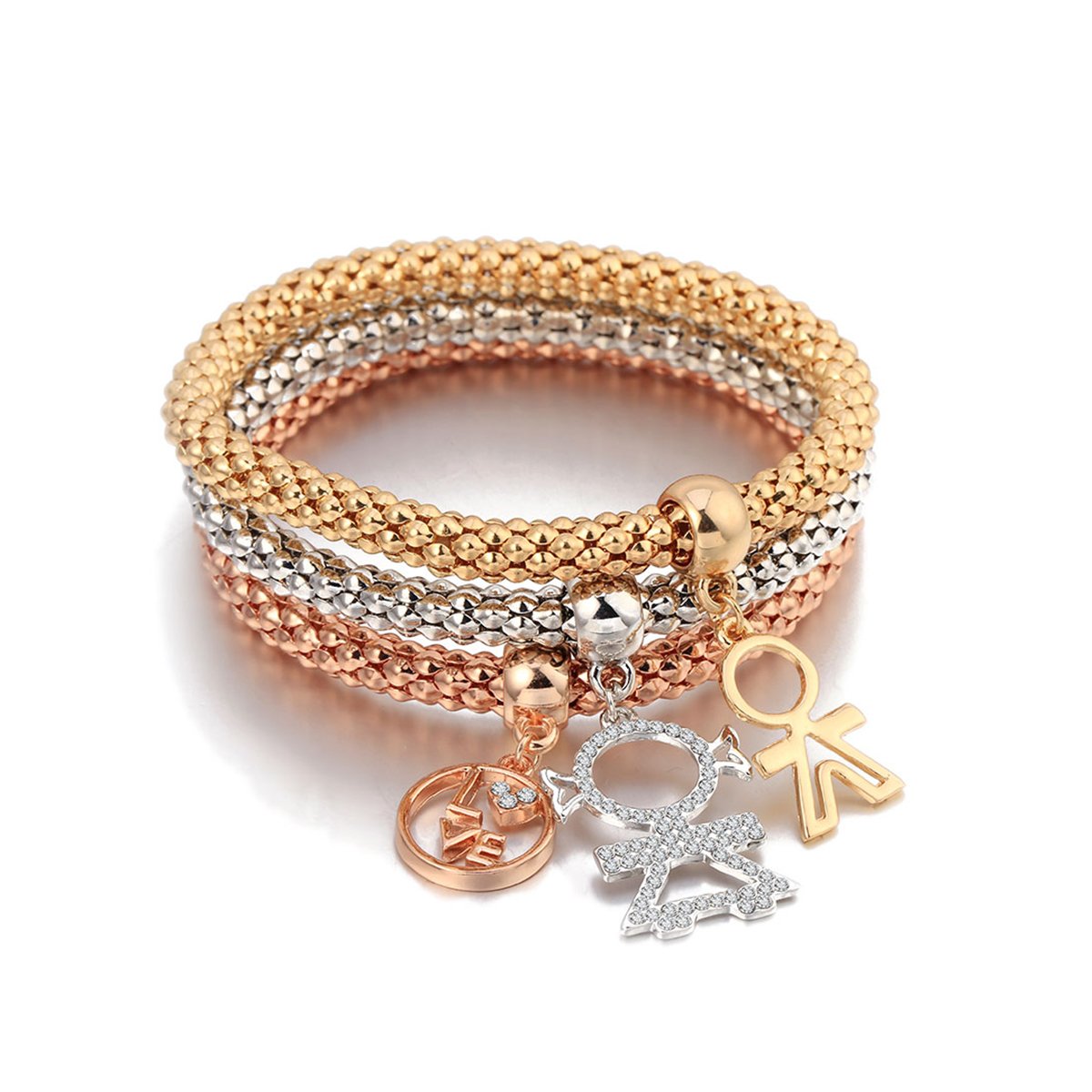 Ouran Charm Bracelet for Women, Expandable Corn Chain Bracelet Gold or Silver Bracelet for Friendship, One Size, Crystal; Stone, One Size, Crystal; Stone