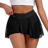 Womens Sexy Flowy Skirts Shorts Sheer Tulle 2 in 1 Pole Dance Yoga Rave Bottoms Sexy Butterfly Booty Shorts Hot Pants