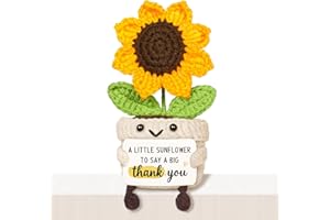 Glydein Thank You Gifts for Women Men, Handmade Positive Sunflower Crochet Decor, Cute Thank You Gift with Warm Card for Friend Family, Appreciation Gifts for Teacher Boss Coworkers Doctor Nurse