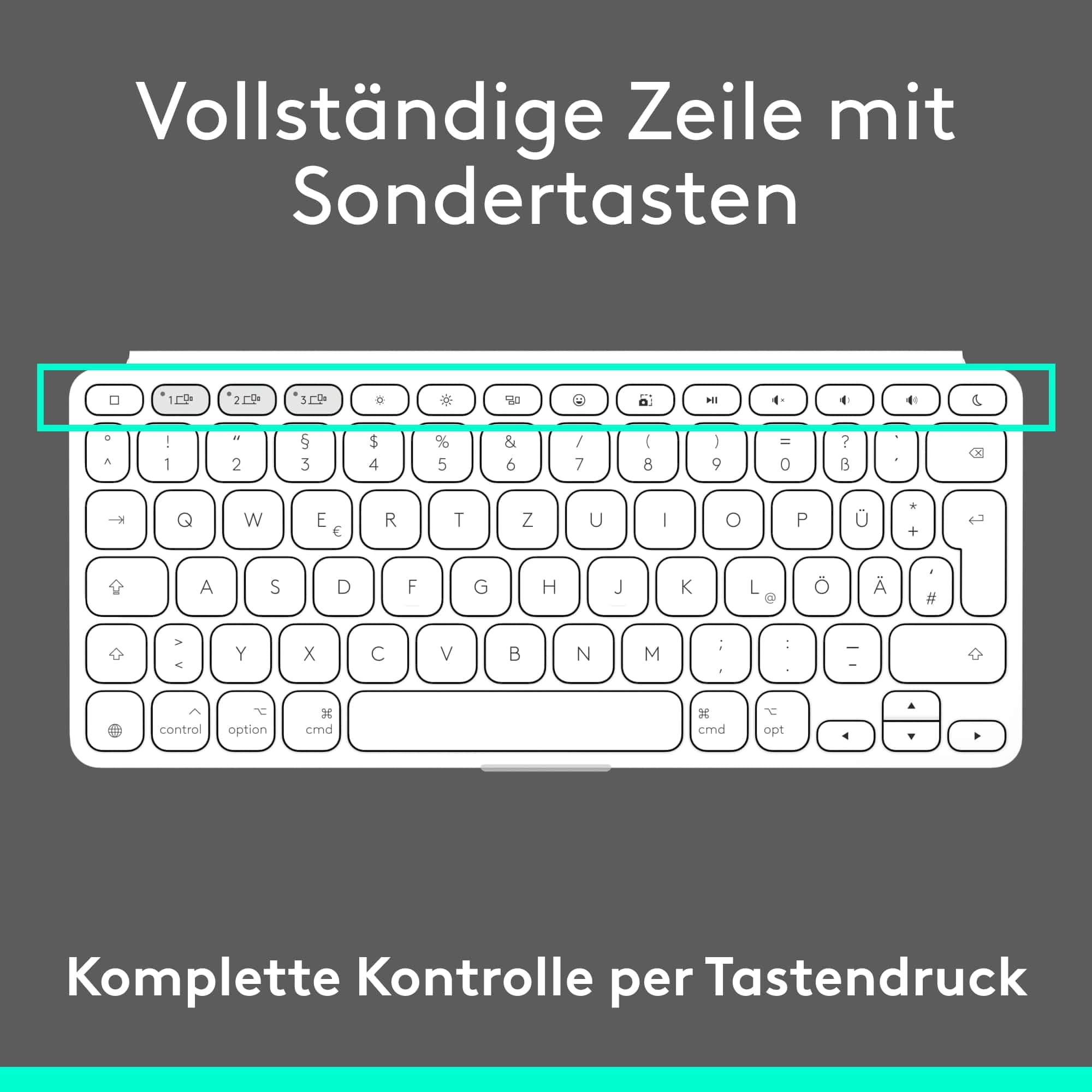 Logitech Keys-To-Go 2, mobile kabellose Tastatur für iPad mit integriertem Schutzcover, schlanke und kompakte, für iPad, iPhone, Mac und Apple TV, einfacher Gerätewechsel, DEU QWERTZ-Layout - Hellgrau 9