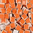 PINUO&KE 200 Pieces / 200 g Square Shapes 0.4x0.4 inch Square Ceramic Mosaic Mosaic Tiles for Crafts Glass Mosaic for Jewelry Making - Orange