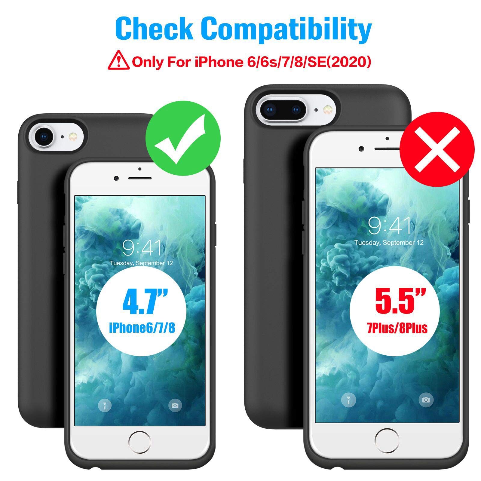 Battery Case for iPhone 6/6s/7/8/se(2020), Upgraded