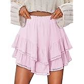 onlypuff Flowy Shorts for Women Ruffle Skorts Mini Skirts High Waisted Teen Gilrs Tennis Skort Summer Shorts