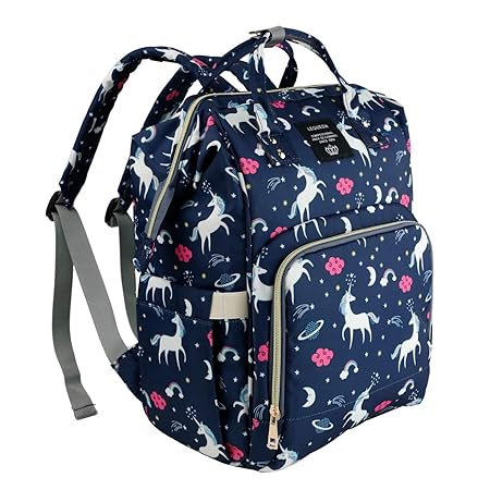 Purple Crane Premium Waterproof 25 L New and Fashionable Unicorn Design Diaper Bag for Mothers and Baby for Travel - Stylish Tote & Bagpack - Blue