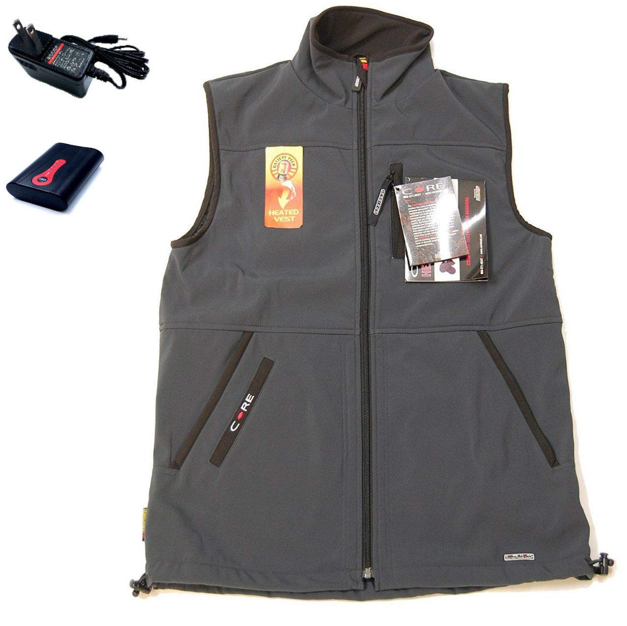 Heated Core Heat Men's Softshell Vest (Battery Powered, Medium) Fishing Gloves
