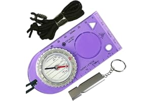 FJOORD MASTER Camping Compass - Luminous Hiking Compass - Magnetic Survival Compass - Orienteering Compass Kids Camping Kit - Professional Compass Navigation Map Reading - BoyScout Compact Compass Magnetic Heading