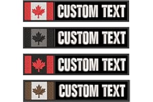 2PCS Customizable Name Patches, Personalized Tactical Morale Embroidered Name Tags with Canada Flag Patch, Military Name Patc