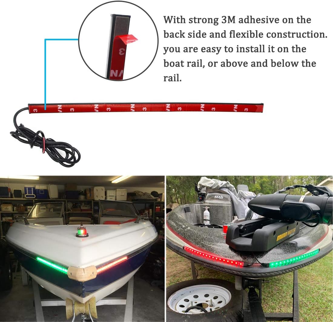 Boaton Marine Boat Led Navigation Lights, Green and Red Boat Lights, Boat Bow Lights IP67 Waterproof for Pontoon Boat Dinghy Kayak Yacht Vessel : Sports & Outdoors