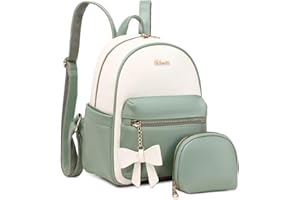 Eslcorri Mini Backpack Purse for Women - Girls Bowknot Fashion Backpack Small Leather Cute Travel Daypacks with Wallet 2-PCS Casual Ladies Convertible Shoulder Handbag - Green