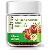 Nature's Key Ashwagandha Gummies, 3000mg High Potency Ashwagandha Root Extract with Vitamin D2, Stress, Calm Mood & Cognition, for Men & Women, Strawberry Flavor (60 Count (Pack of 1)