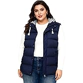 wantdo Women's Plus Size Puffer Vest Quilted Warm Winter Vest with Removable Hood