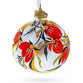 Adonis Flowers in White Glass Ball Christmas Ornament