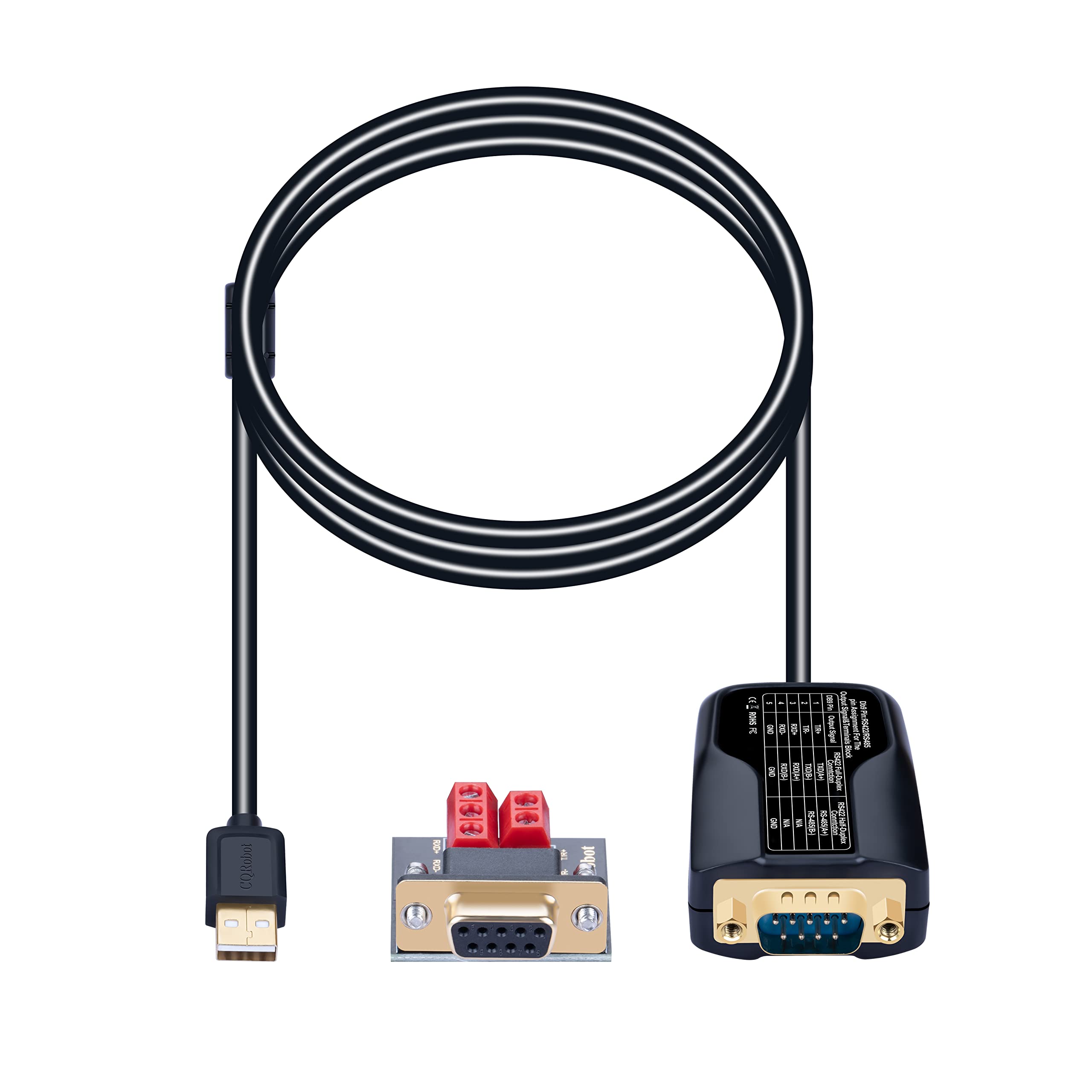 pzsmocn Industrial USB Serial RS485 RS422 Adapterkabel 1,2 Meter, mit FTDI-Chipsatz FT232 und I/O Auto Conversion Circuit, Plug-and-Play, USB Bus, Unterstützt Windows 10 8 7 XP, ME, Linux, MAC etc.