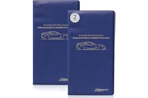 ANDALUS BRANDS Andalus Auto Registration & Insurance Card Holder Pack of 2, Waterproof Essential Car Registration Holder with Hook & Velcro Closure, Perfect for Every Vehicles Glove Boxes (Blue - 9.5" x 5.15")