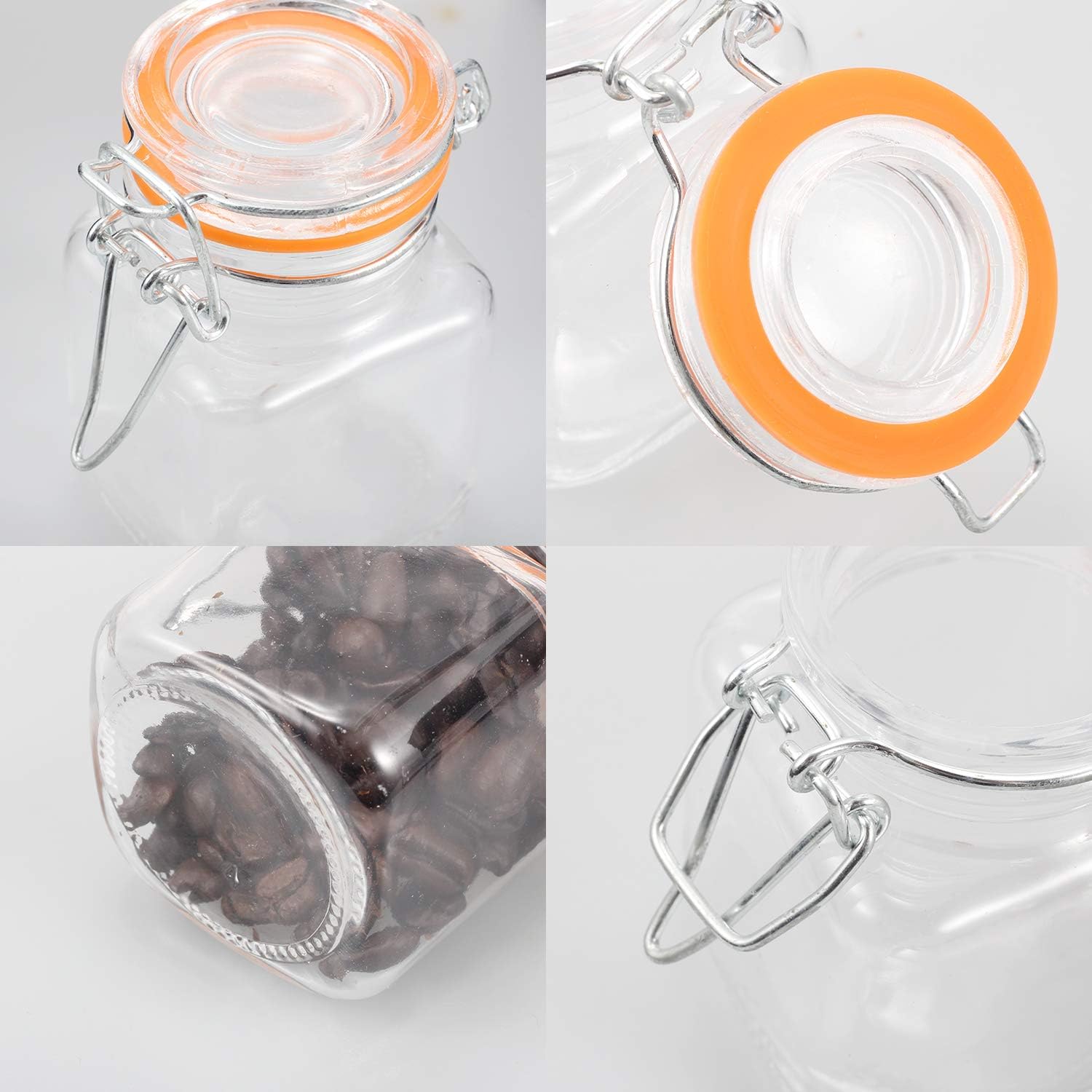 Encheng 4 oz Glass Jars With Airtight Lids And Leak Proof Rubber Gasket