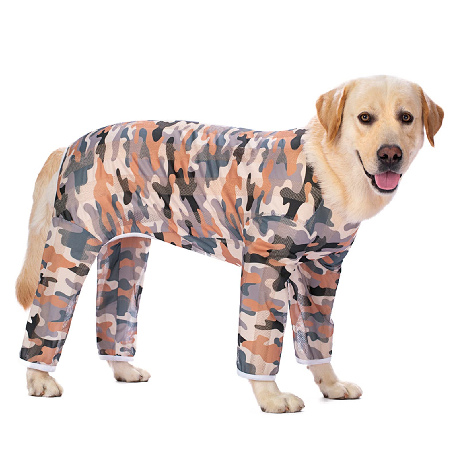 Dog Cooling Clothes, Breathable Mesh Pajamas for Dogs, Sunscreen Four-Legged Jumpsuit Costumes for Medium and Large Dogs Indoor Outdoor (6XL, Camouflage)