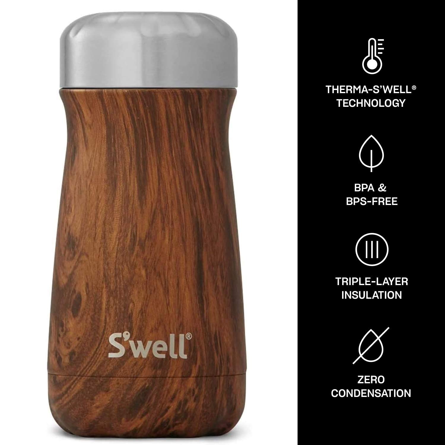 Buy S Well 10312 B17 00820 Stainless Steel Travel Mug 12 Oz Teakwood Online At Low Prices In India Amazon In