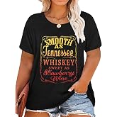 HDLTE Plus Size Womens Country Shirts Funny Western Graphic Tees Short Sleeve Flower Tops Blouses Casual Summer T-Shirt
